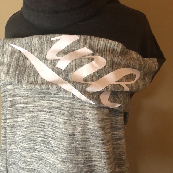 PINK  Gray Cowl Neck Sweatshirt Activewear Athletic Athleisure Loungewear - Picture 3 of 6